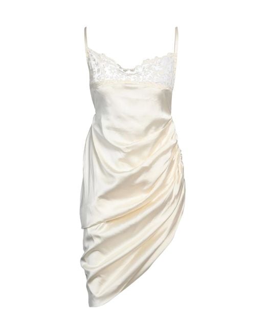 Jacquemus White Solid-Color Lace Satin Dress