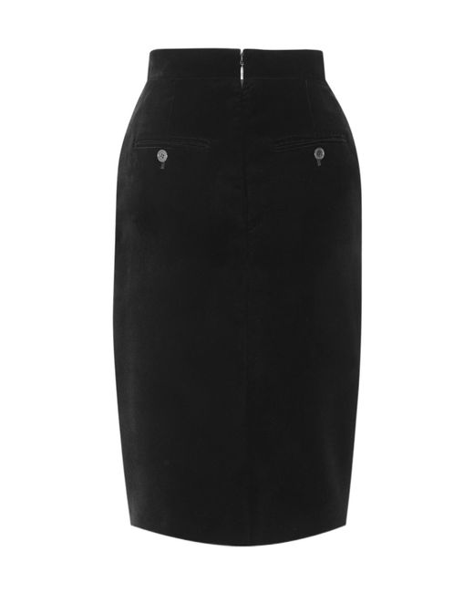 Saint Laurent Black Velvet Mini Pencil Skirt