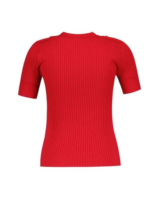 Courreges Courrèges Rib-Knit Logo Embroidered Polo Shirt
