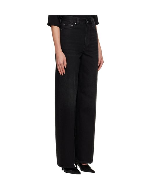 Totême Black Non-Stretch Organic Cotton Wide-Leg Jeans