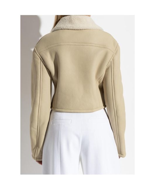 Jacquemus Natural Double Breasted Shearling Coat