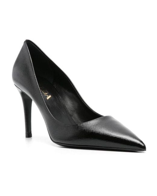 Prada Black Cleavage Pointed-Toe Pumps