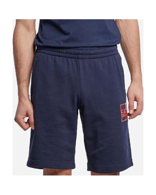 EA7 Blue Logo Shorts for men