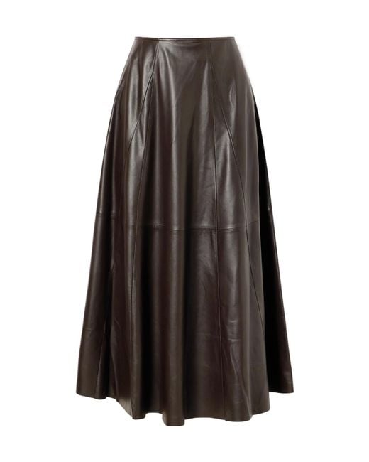 Arma Gray Eleni Paneled Leather Midi Skirt