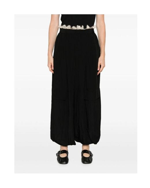 Sea Black Lace-Trimmed Trousers