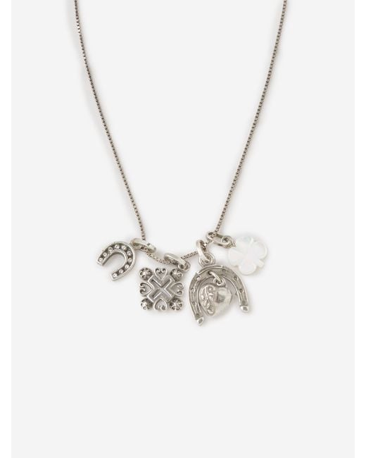 Saint Laurent White Lucky Charms Necklace for men