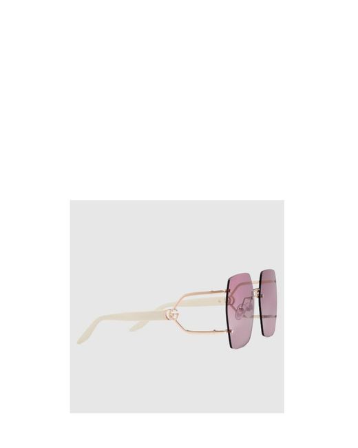 Gucci Purple Geometric Frame Sunglasses