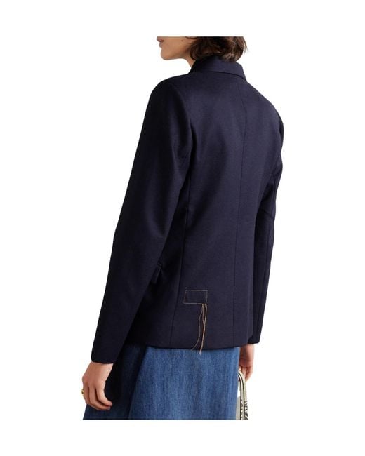 Fortela Blue Double-Breasted Wool-Felt Blazer