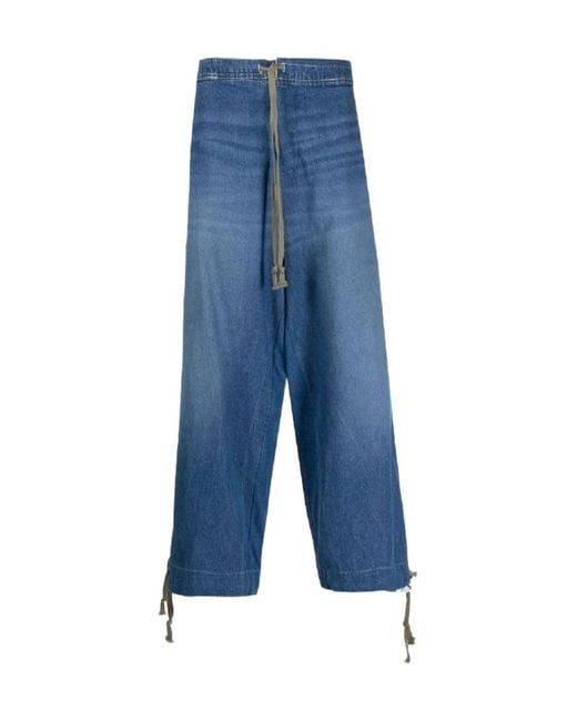 Greg Lauren Blue Drawstring Denim Trousers for men