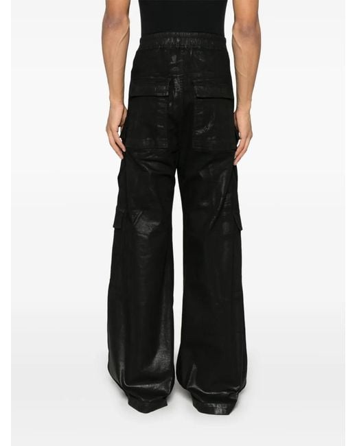 Rick Owens Black Double Cargo Jumbo Belas Trousers for men