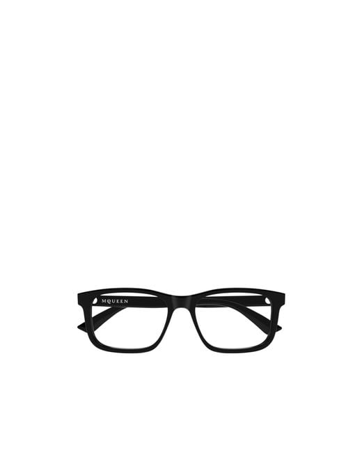 McQueen White Eyewear Rectangle Frame Glasses for men