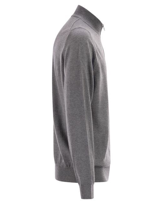 Boss Gray Boss Half Zip Knitted Sweater for men