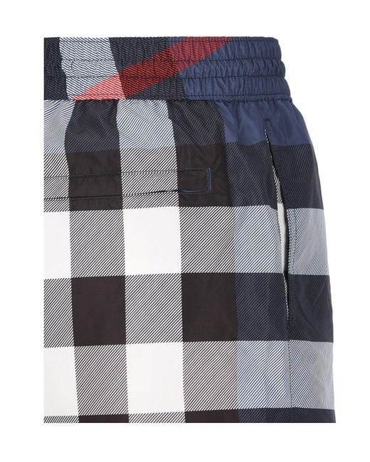 Burberry Blue Checked Drawstring Swim Shorts for men