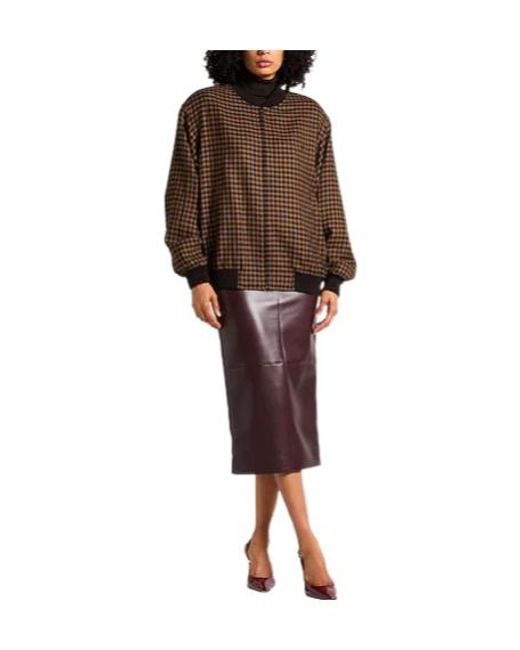 Saint Laurent Brown Plaid Longsleeve Flight Jacket