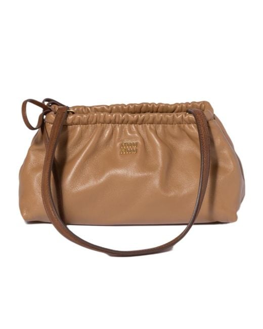 Miu Miu Brown Logo Tote Bag