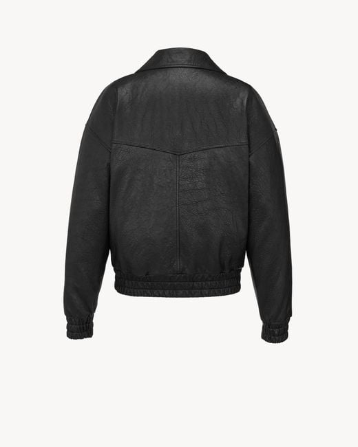 Saint Laurent Black Long-Sleeve Leather Jacket for men