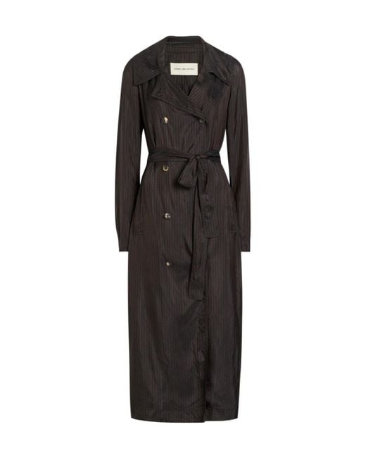 Dries Van Noten Black Minimal Striped Trench Coat