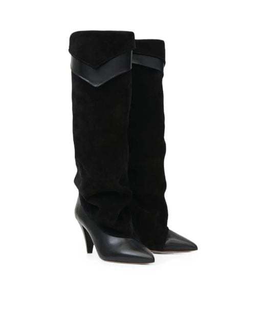 Isabel Marant Black Slouchy Cone-Heel Boots