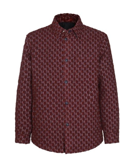 Gucci Red Gg Monogrammed Shirt Jacket for men