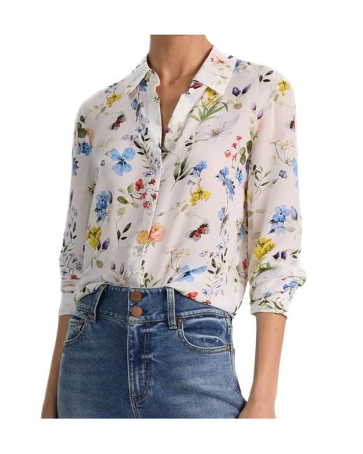 Alice + Olivia White Alice Olivia Willa Floral Printed Blouse