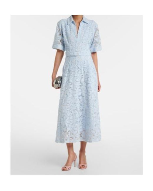 Jonathan Simkhai Blue Deanna Lace Guipure Cotton Midi Dress