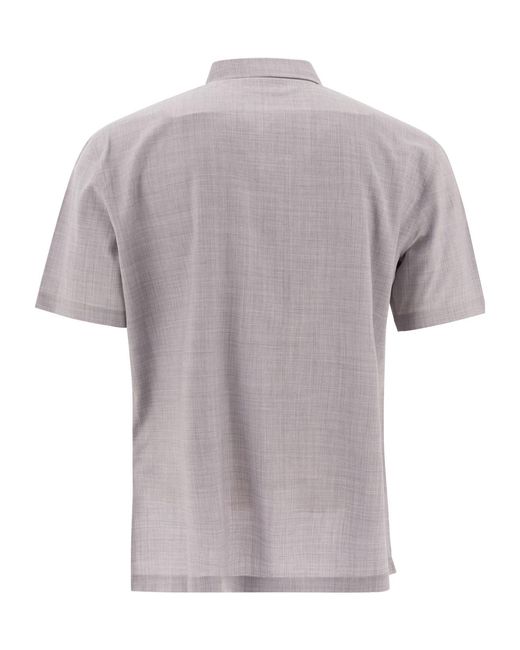 Brunello Cucinelli Gray Logo Detailed Short Sleeved Polo Shirt for men
