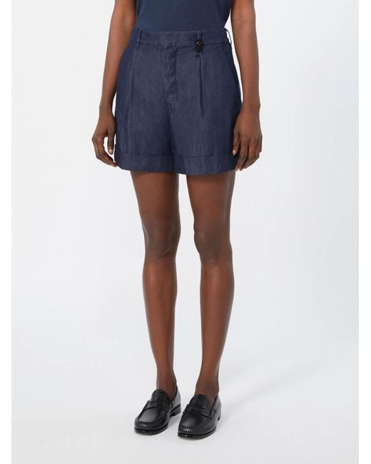 Max Mara Blue Belt Loop Shorts