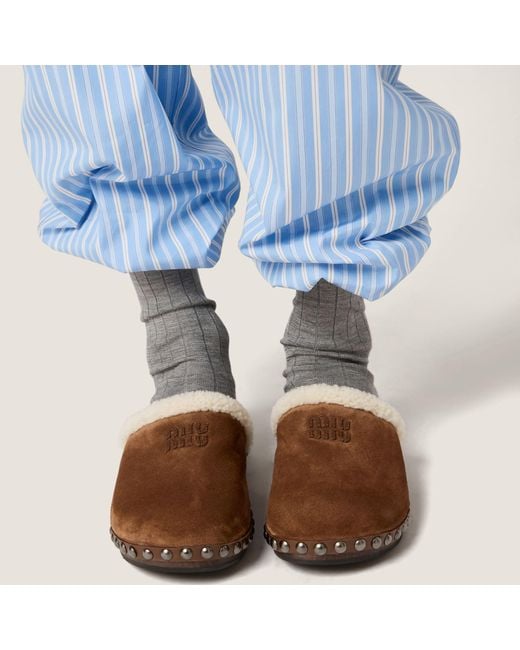Miu Miu Brown Suede Clogs