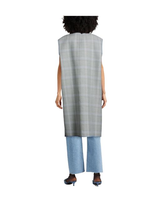 Marni Gray Plaid Sleeveless Coat