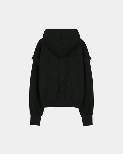 ANDERSSON BELL Black Lace Layered Zip-Up Hoodie