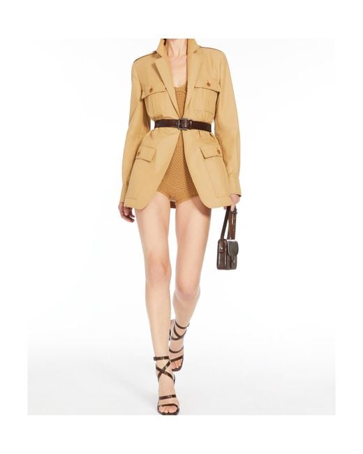 Max Mara Metallic Pacos Belted Long-Sleeved Jacket
