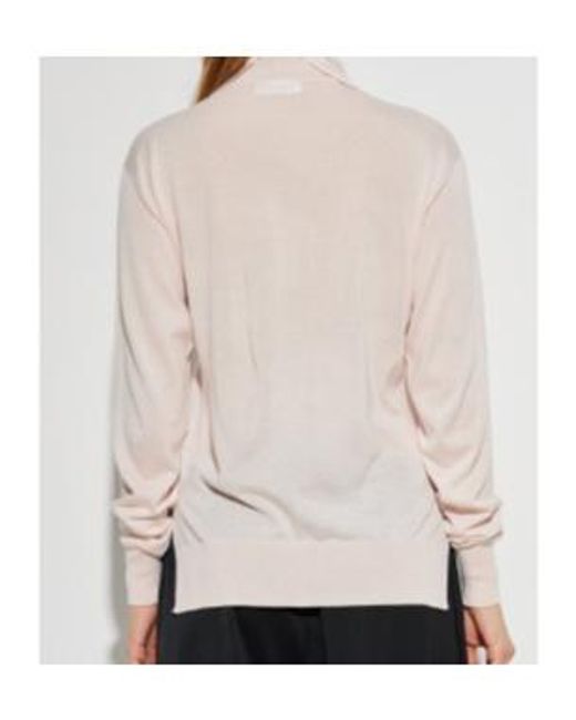 Jil Sander White High-Neck Plain Knit Sweater