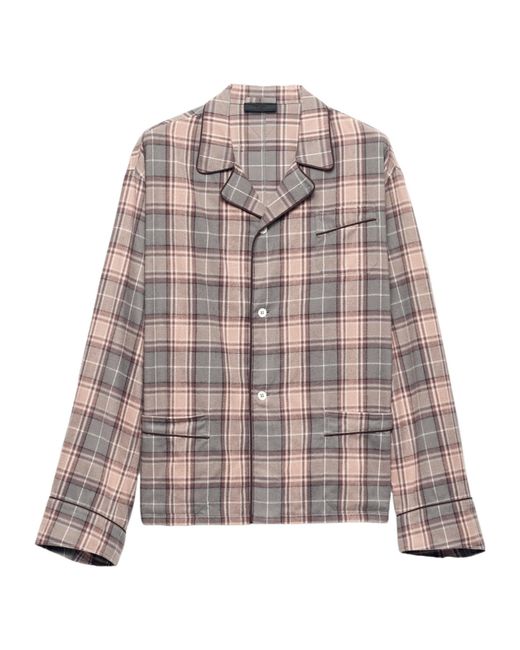 Prada Brown Checked Cotton Shirt for men