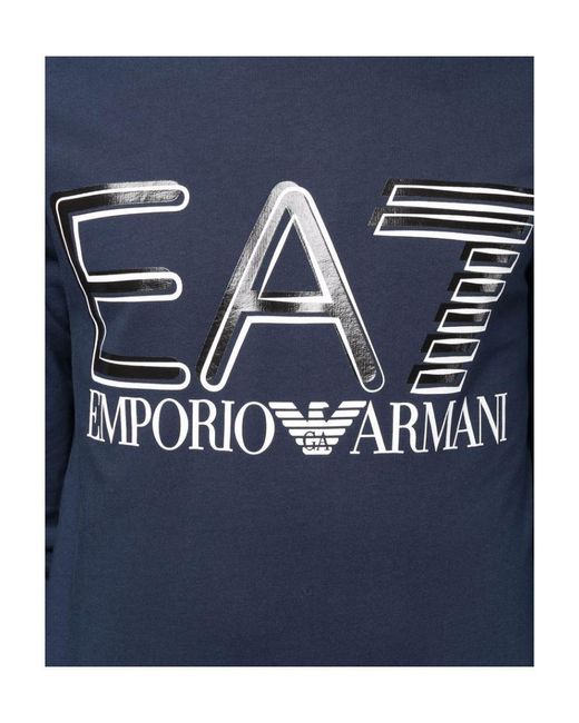 EA7 Blue Logo-Print Crew-Neck Sweatshirt for men