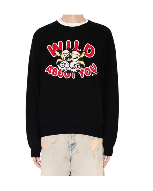 KENZO Black Round-Neck Knitwear for men
