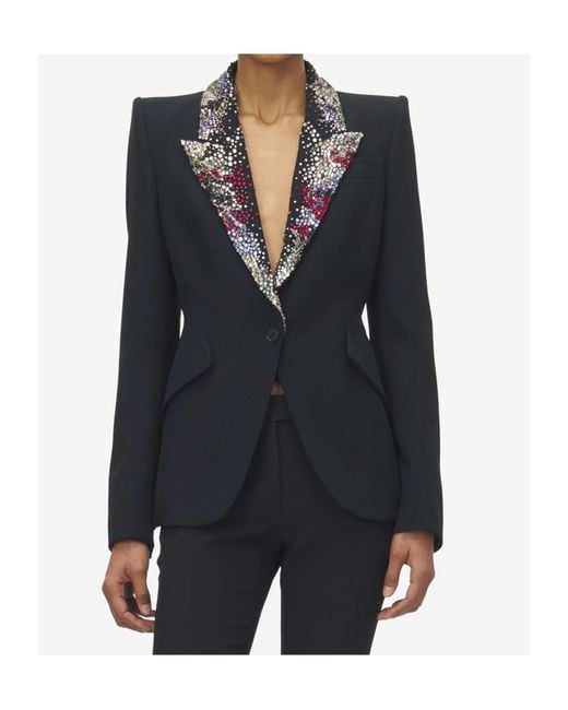 McQueen Black Embellished Collared Jacket
