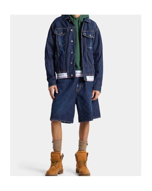 DSquared² Blue Dark Surfer Shorts for men