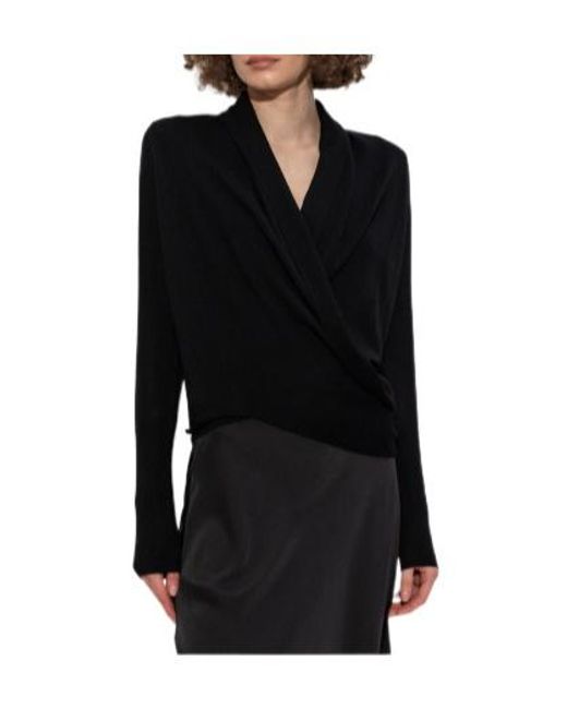 AllSaints Black Draped Knit Top