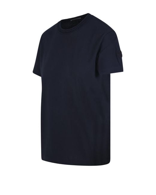 Moncler Blue Textured Neck T-Shirt