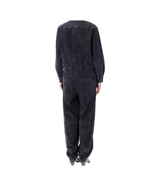 Isabel Marant Blue Buttoned Denim Jumpsuit