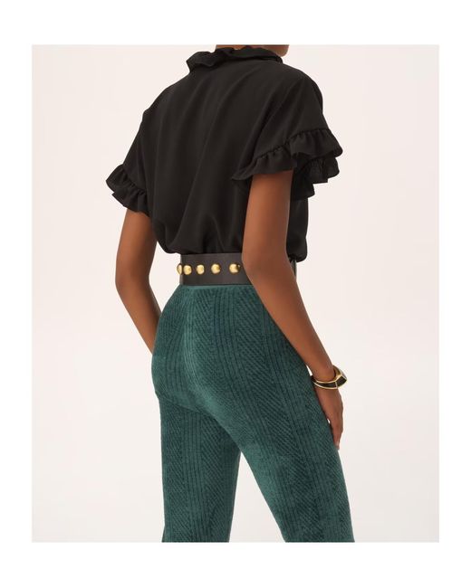 Chloé Black Short-Sleeve Ruffle Top