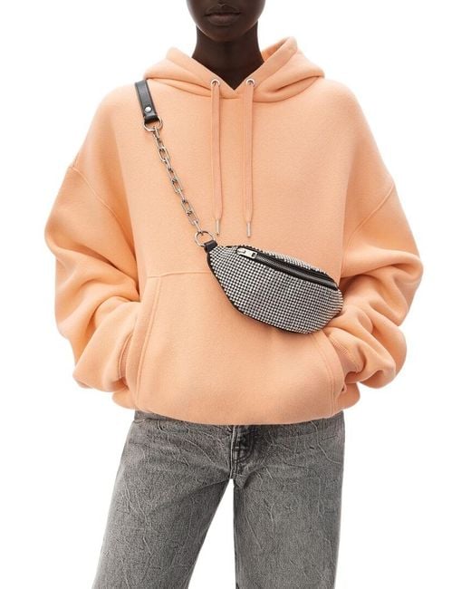 Alexander Wang White Mini Attica Rhinestone Belt Bag