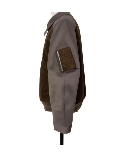 Sacai Brown Twill Collared Zip-Up Blouson for men