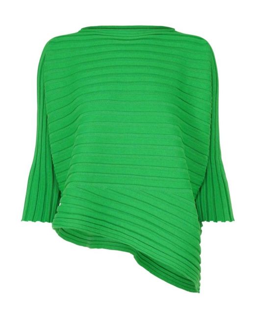 Issey Miyake Green Asymmetric Knitted Top