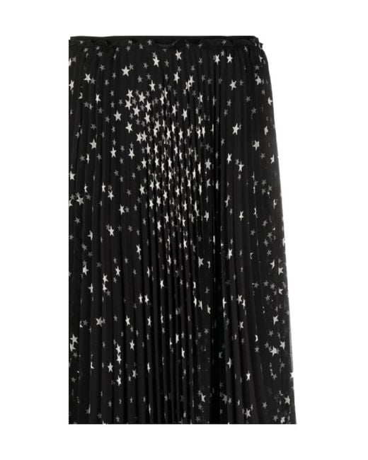 RED Valentino Black Star-Printed Pleated Midi Skirt