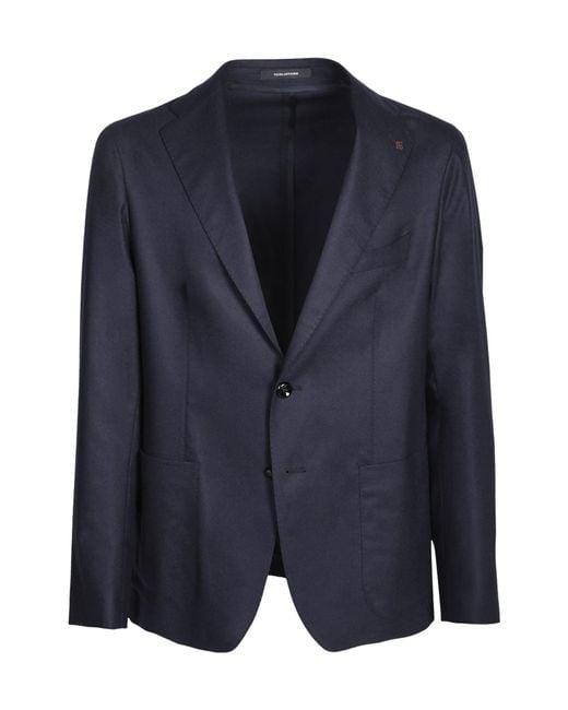 Tagliatore Blue Single-Breasted Virgin Wool Blend Suit for men