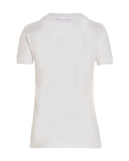 Dolce & Gabbana White Logo-Embellished Short-Sleeved Top