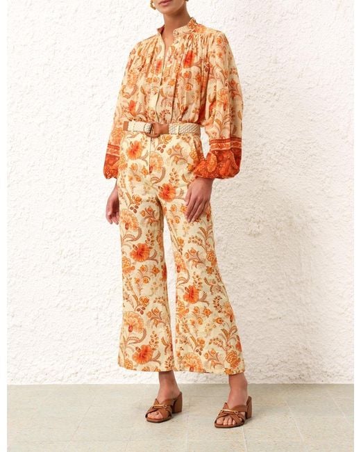 Zimmermann Orange Junie Billow Long-Sleeved Blouse