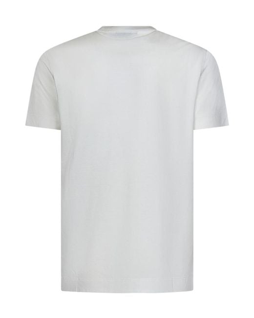 Emporio Armani White Logo Embroidered Crewneck T-Shirt for men