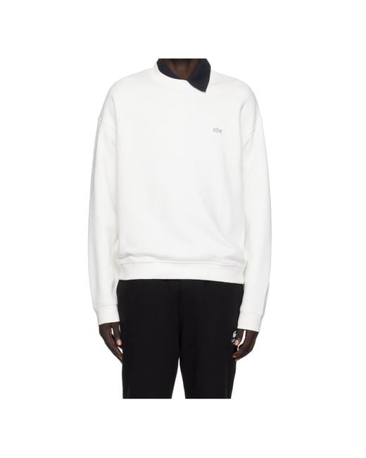 Lacoste White Long-Sleeved Pullover for men